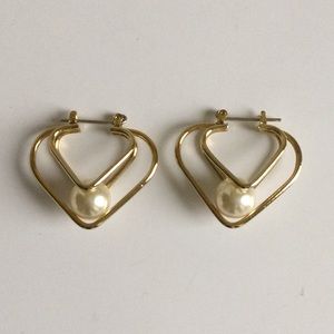 Heart Earrings with Faux Pearl